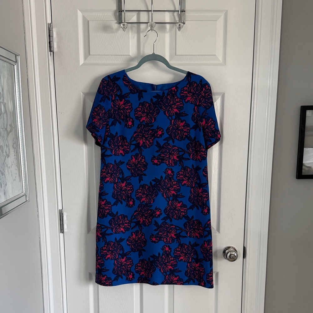 J. Crew Blue and Pink Floral Dress